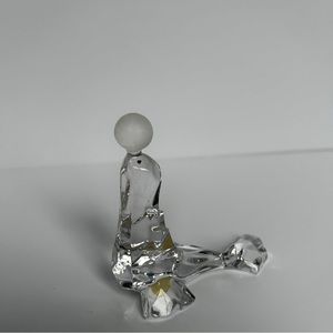 Clear 24% Lead Crystal Seal Figurine with Frosted Ball Kristallcolor Italy
